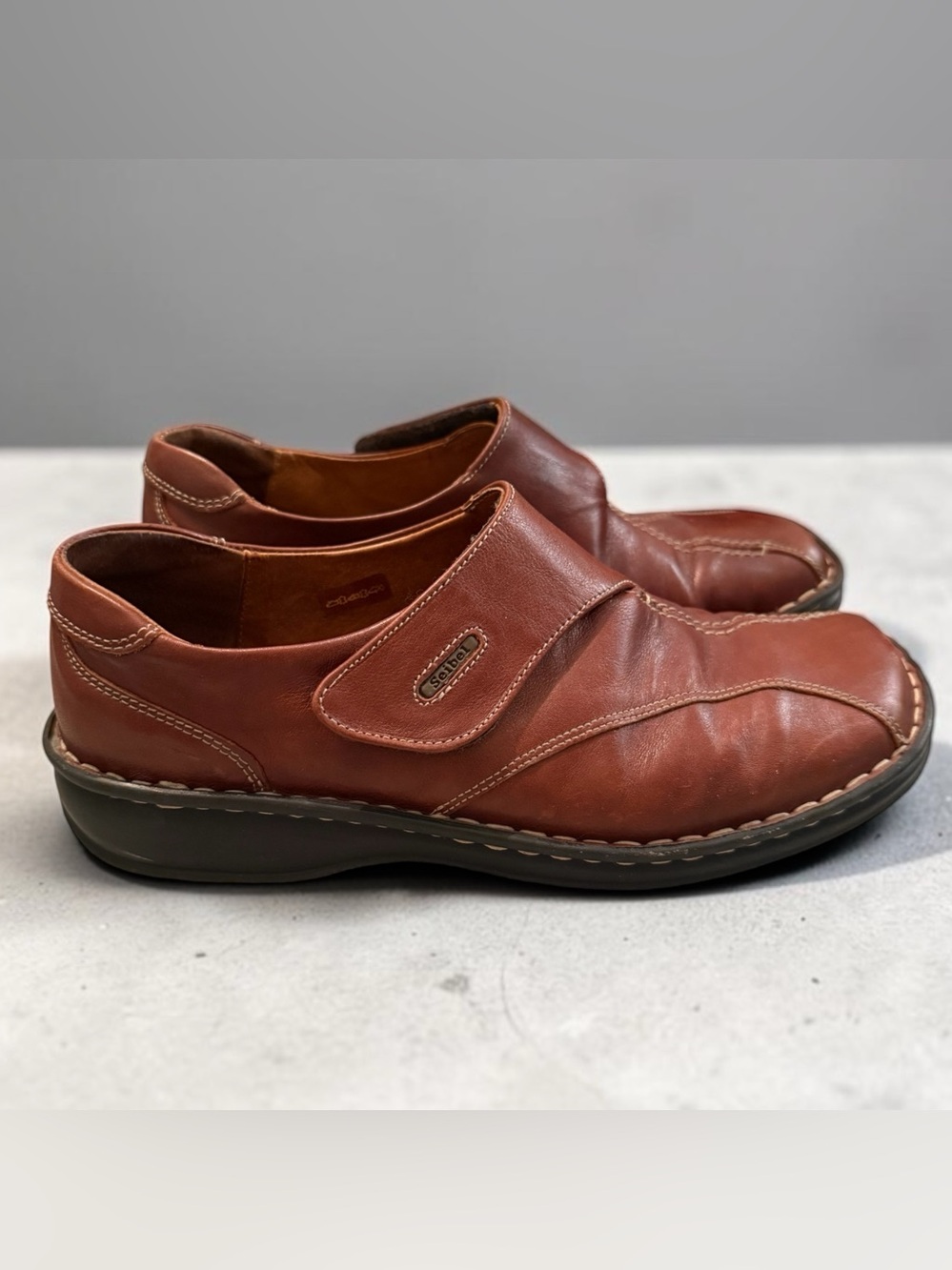 Josef Seibel Women's Brown Leather Slip-On Loafers 39/8